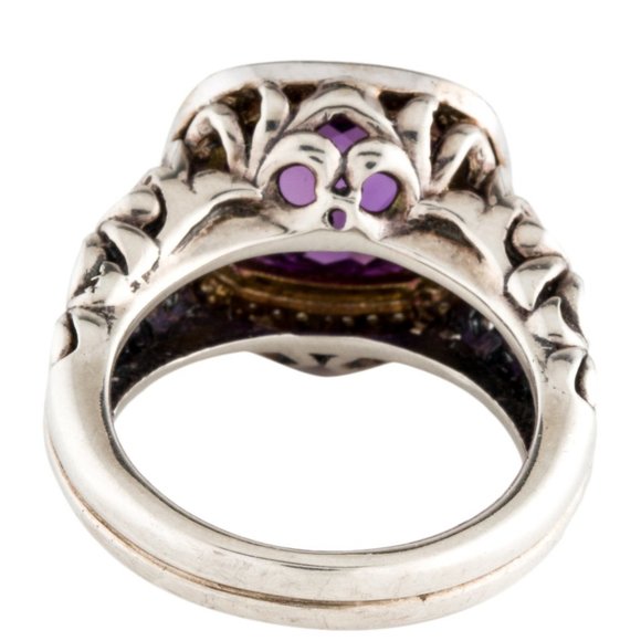 CHARLES KRYPELL DIAMOND 18K YELLOW GOLD & STERLING SILVER AMETHYST RING - Picture 7 of 8
